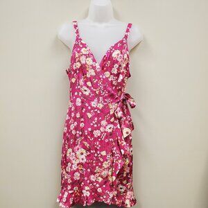 Sezane Daniella Dress Wrap Mini Floral V-Neck Ruffle Tie Waist Minorca, US Sz 4